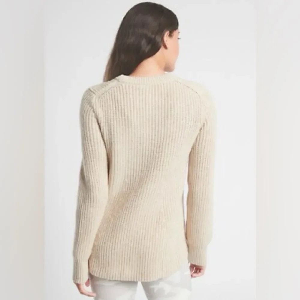 ATHLETA SIERRA CREW NECK WOOL BLEND SWEATER CREAM Size M